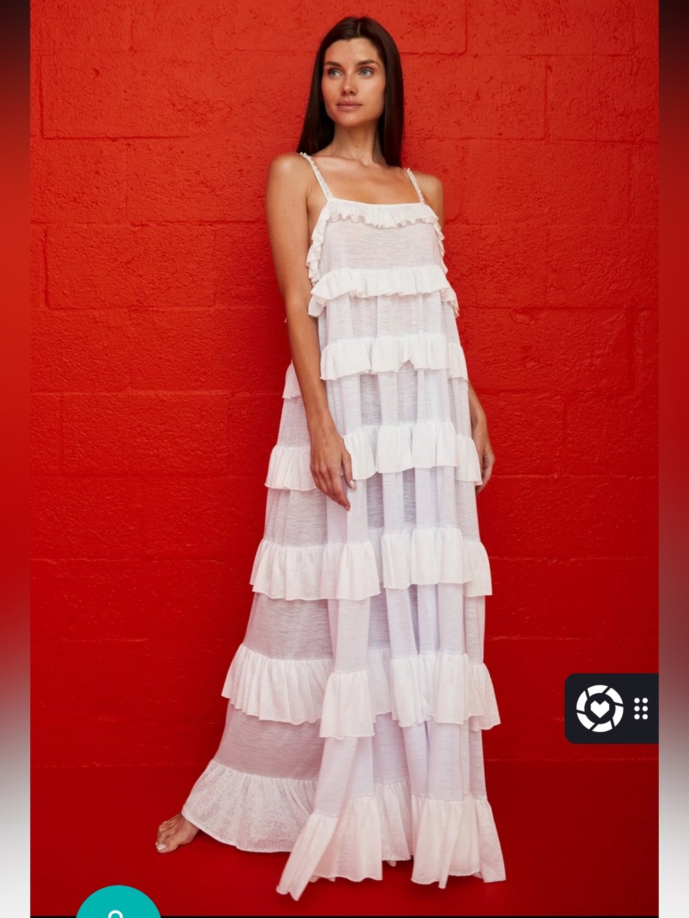 Pitusa Beaded Strap Tiered Dress White Standard - NWT